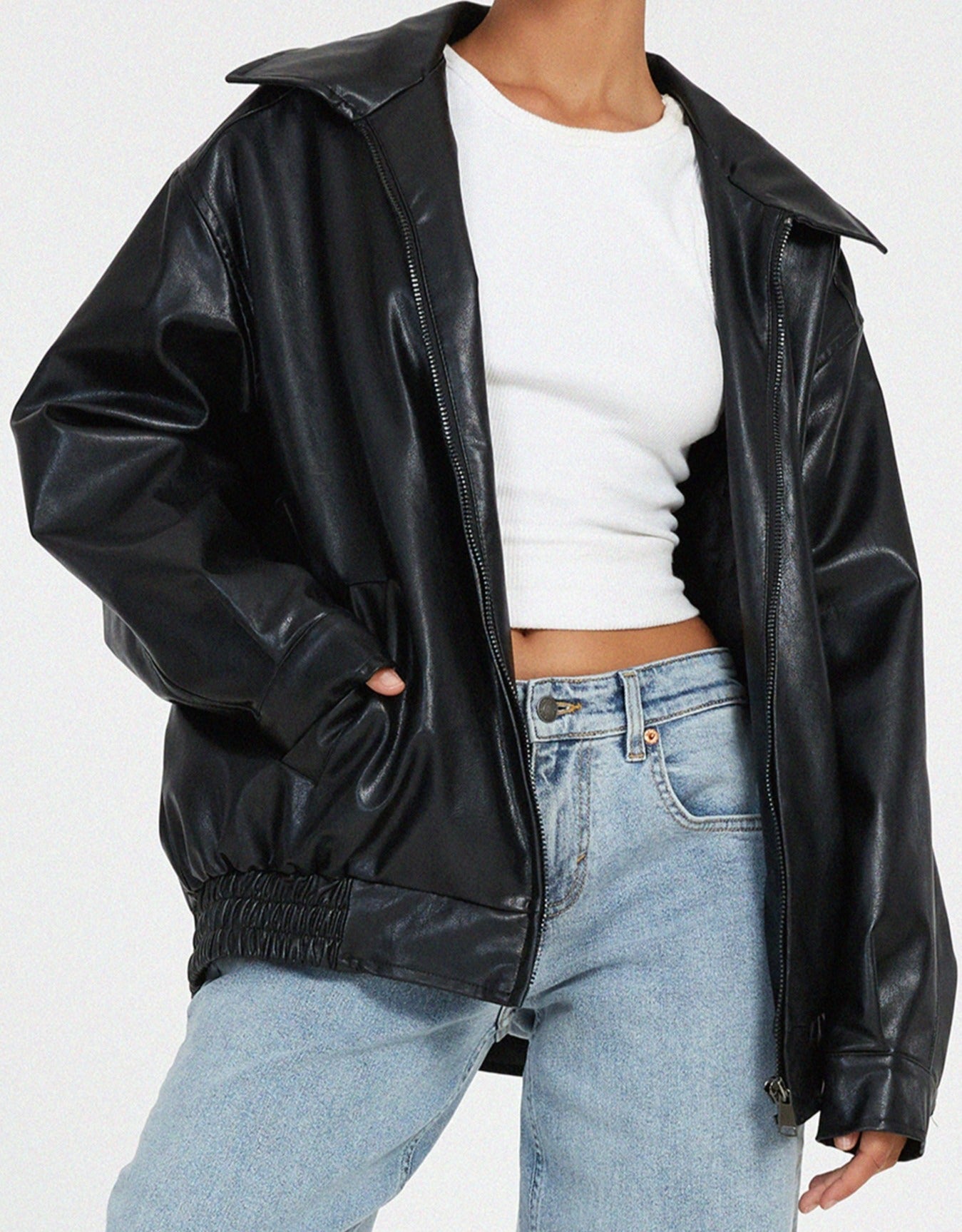 Stylish Oversized Lightweight Leather Jacket for Women