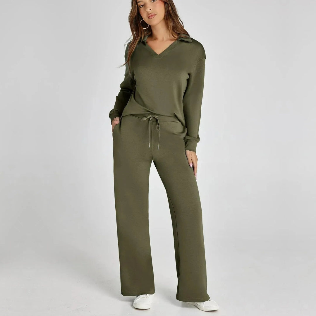 Eline | Luxe Loungewear Set with Comfortable Trousers and V-Neck Style