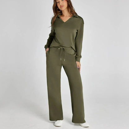Eline | Luxe Loungewear Set with Comfortable Trousers and V-Neck Style