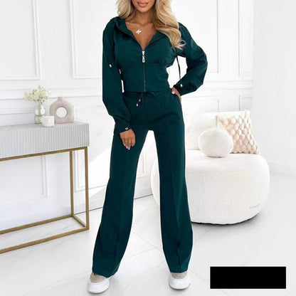 Comfortable Women's Hooded Zip-Up Tracksuit
