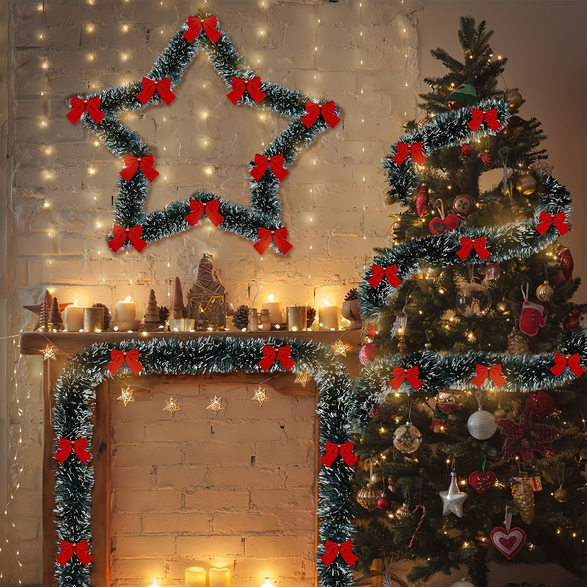 2-Pack Battery-Operated LED Christmas Garland Lights