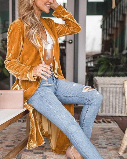 Madison | Women's Luxe Long Velour Cardigan