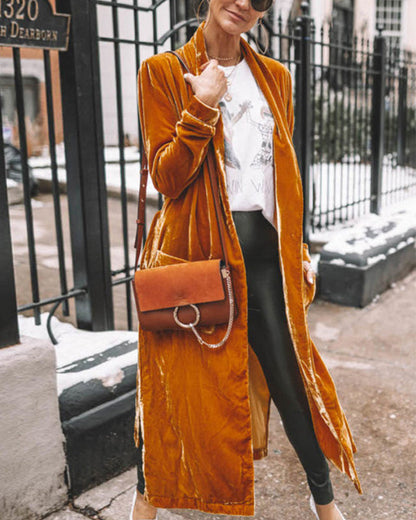 Madison | Women's Luxe Long Velour Cardigan
