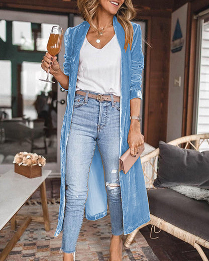 Madison | Women's Luxe Long Velour Cardigan