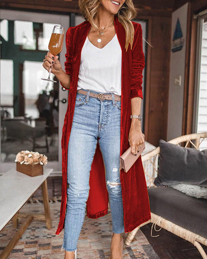 Madison | Women's Luxe Long Velour Cardigan