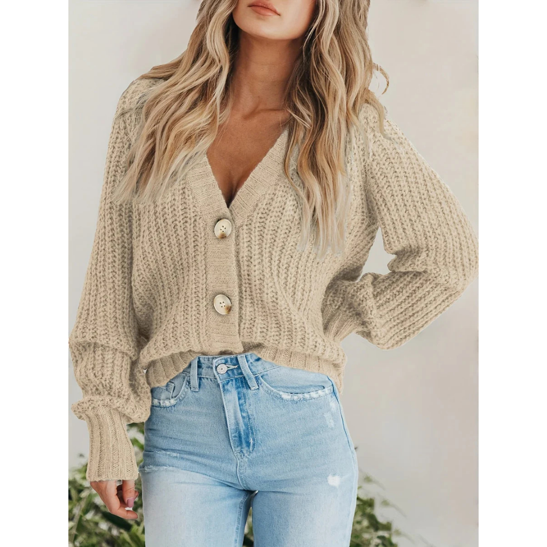 Women's Long Sleeve Cozy Knitted Cardigan | Button-Up Design