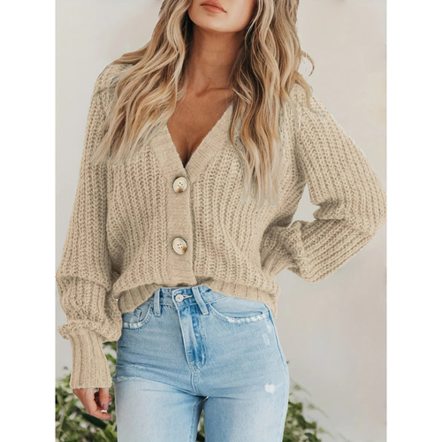 Women's Long Sleeve Cozy Knitted Cardigan | Button-Up Design