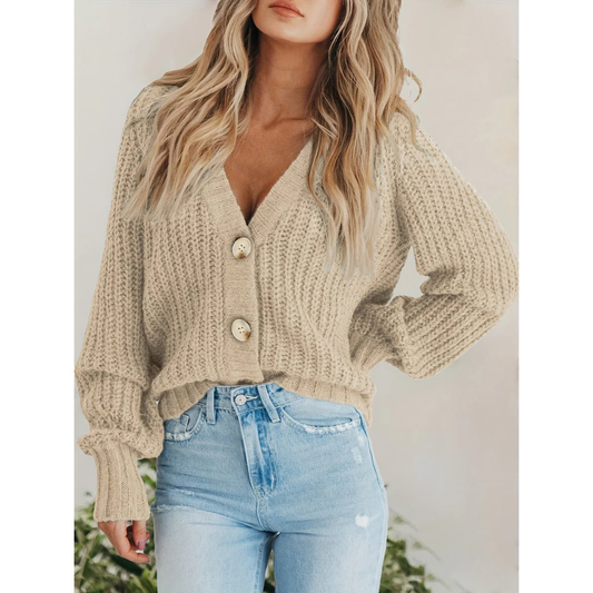 Women's Long Sleeve Cozy Knitted Cardigan | Button-Up Design