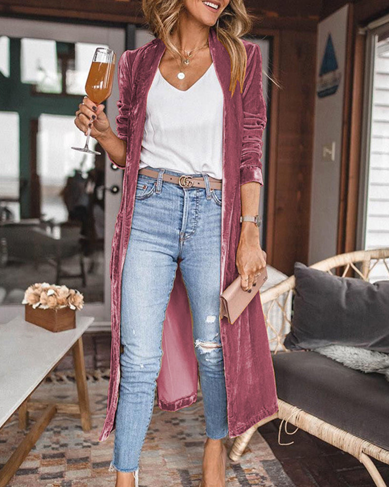 Madison | Women's Luxe Long Velour Cardigan