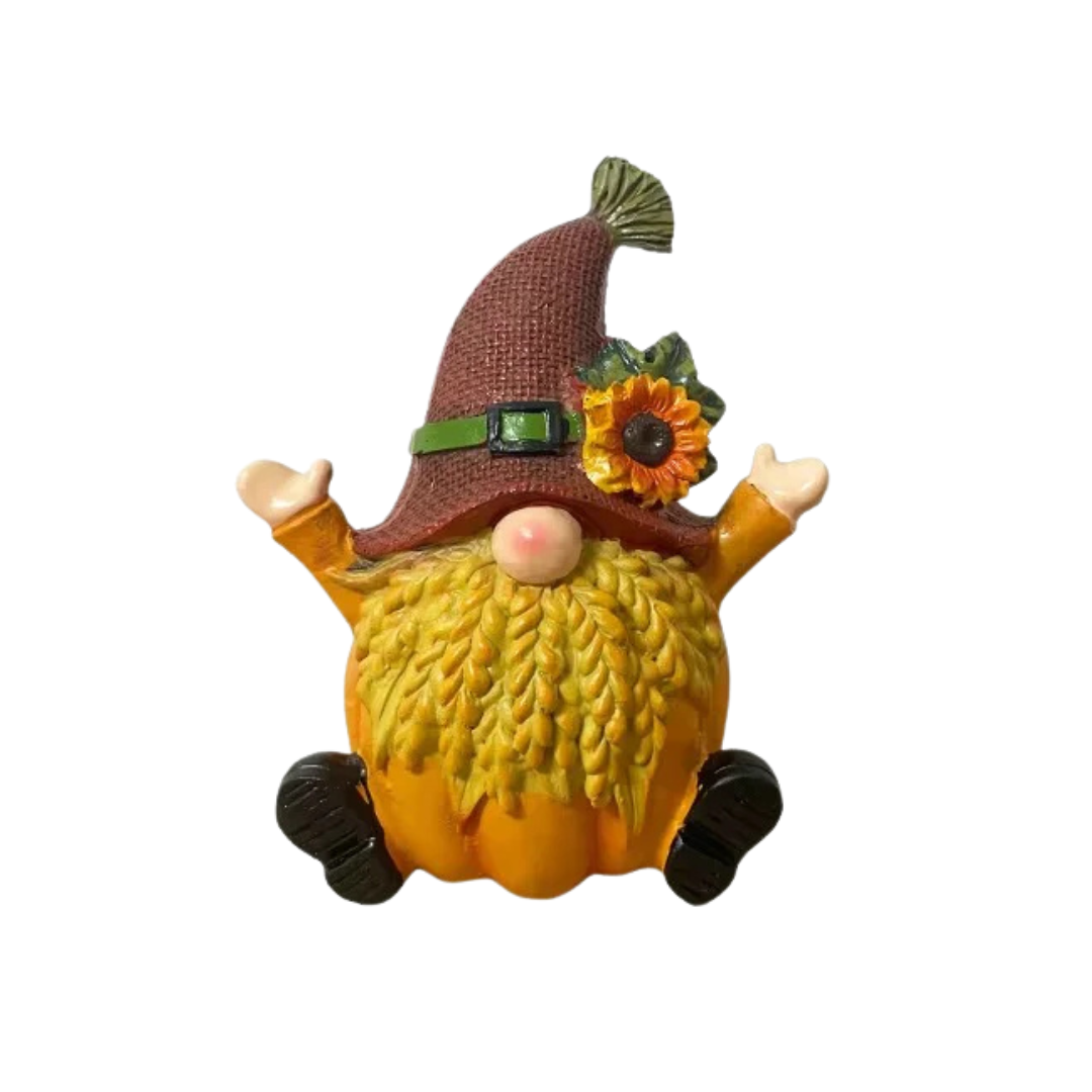 Charming Autumn Gnome Figurine with Pumpkin - Delightful Resin Decor for Home and Garden