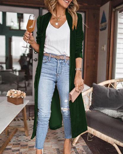 Madison | Women's Luxe Long Velour Cardigan