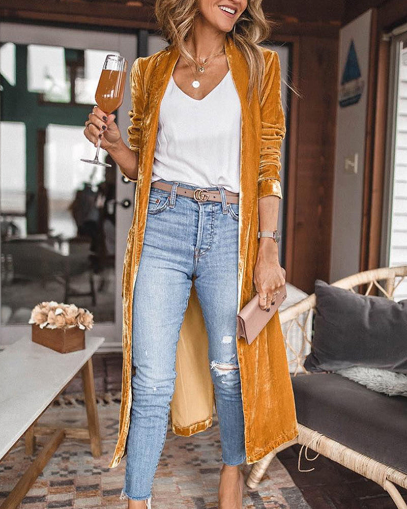 Madison | Women's Luxe Long Velour Cardigan