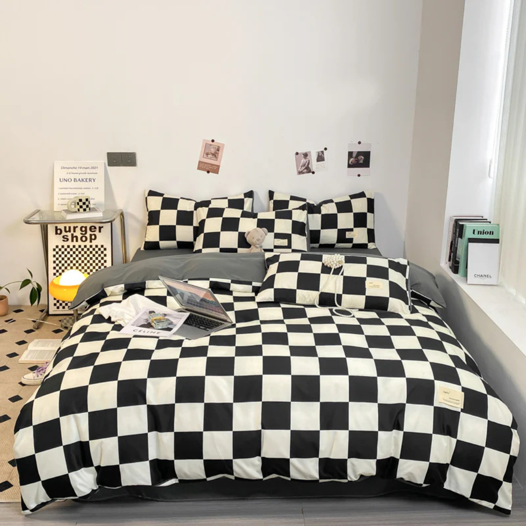 Cashu - Elegant Checked Pattern Luxe Duvet Cover