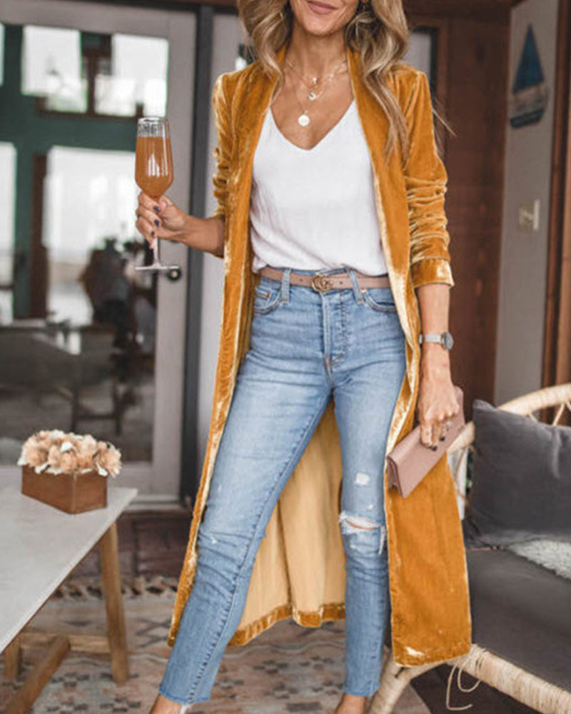 Madison | Women's Luxe Long Velour Cardigan