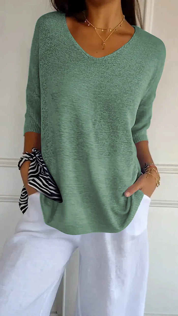 Chiara | Women's Cozy V-Neck Knit Sweater
