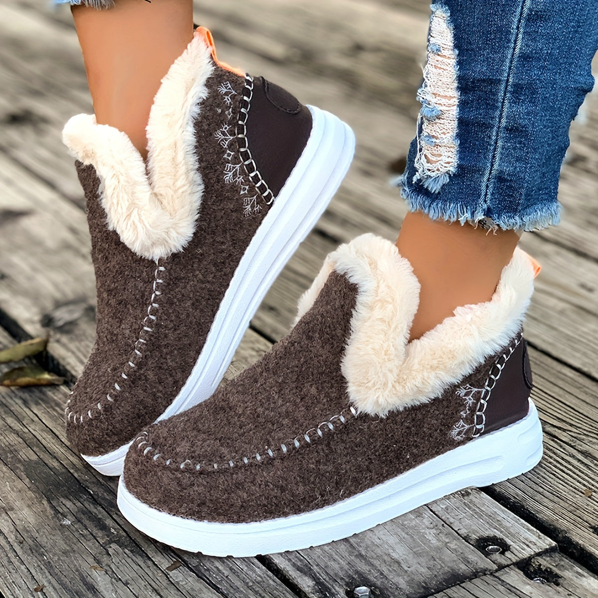 Women's Plush Interior Cozy Winter Slippers with Anti-Slip Sole