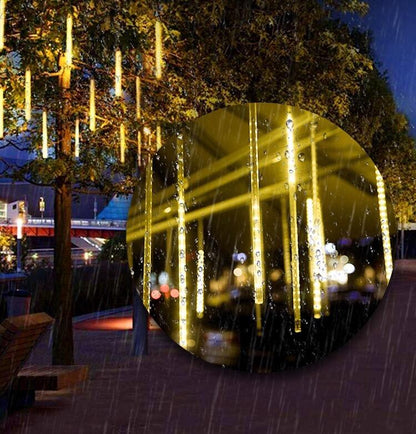 Illuminated Meteor Icicles with Cascading Snow Effect