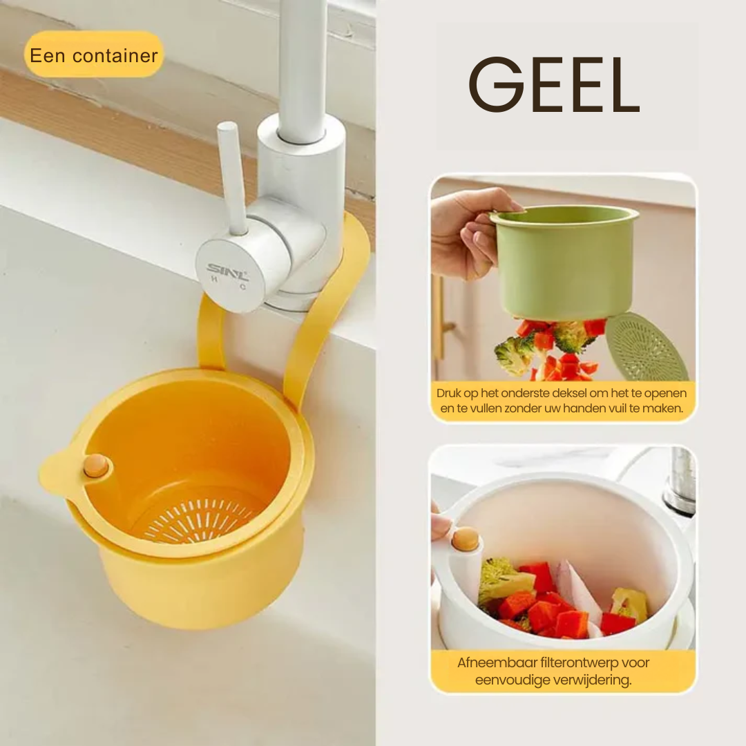 Dual-Function Hanging Sink Strainer with Easy Click Opening