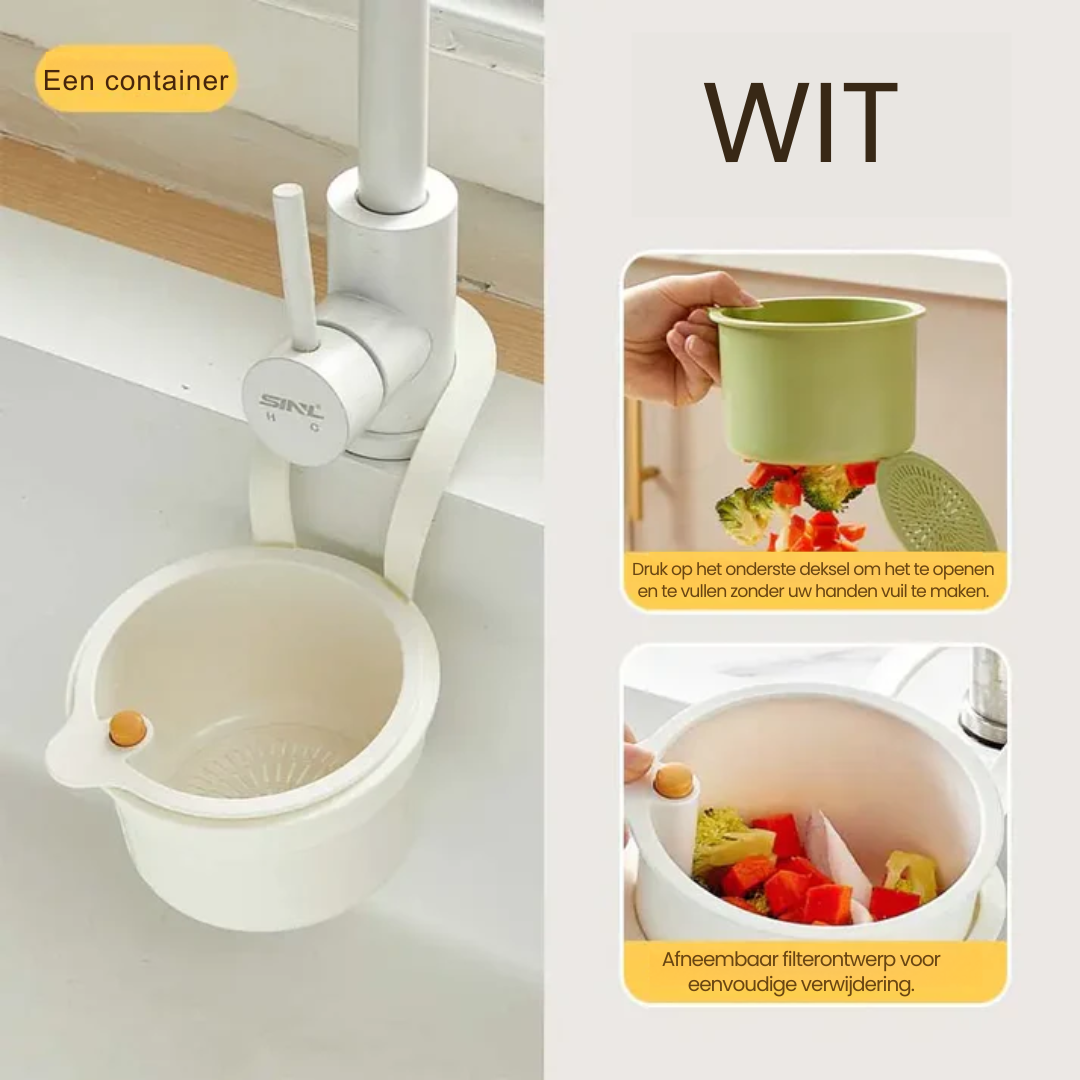 Dual-Function Hanging Sink Strainer with Easy Click Opening