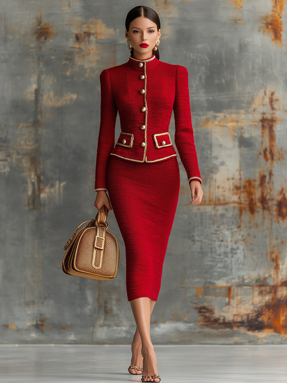 Chic Two-Piece Ensemble: Vintage-Inspired Sweater with Trendy Skirt