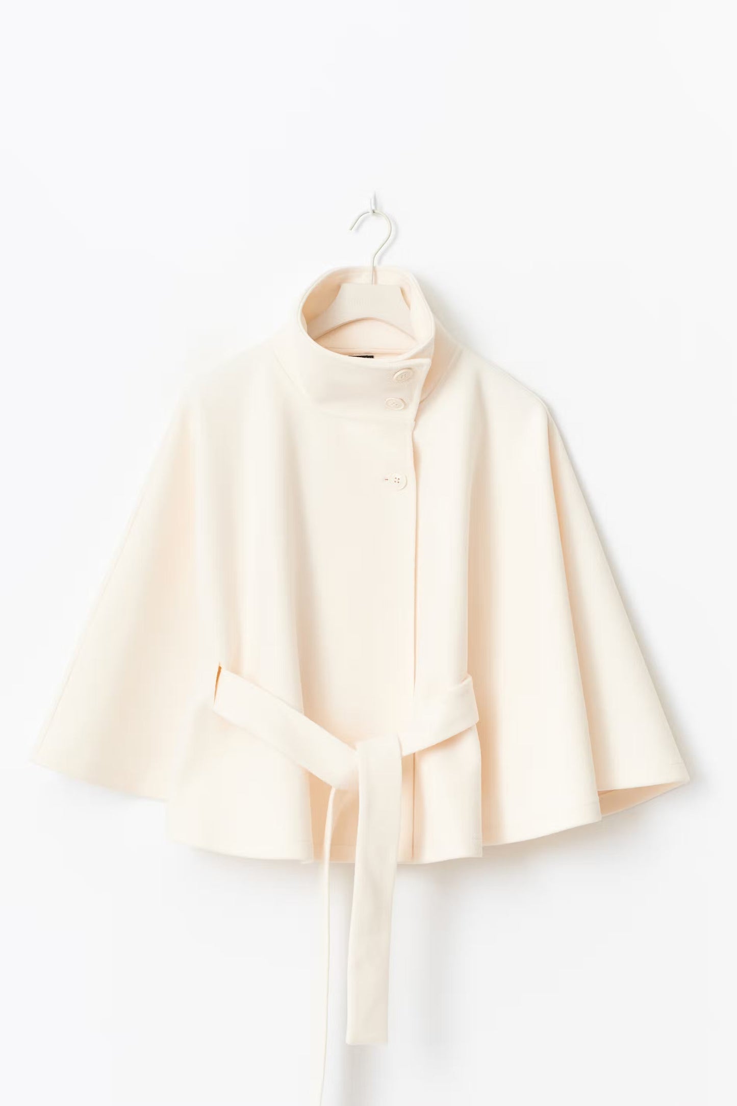 Clara Capejacket | Women's High-Collar Coat with Cape Sleeves and Belt