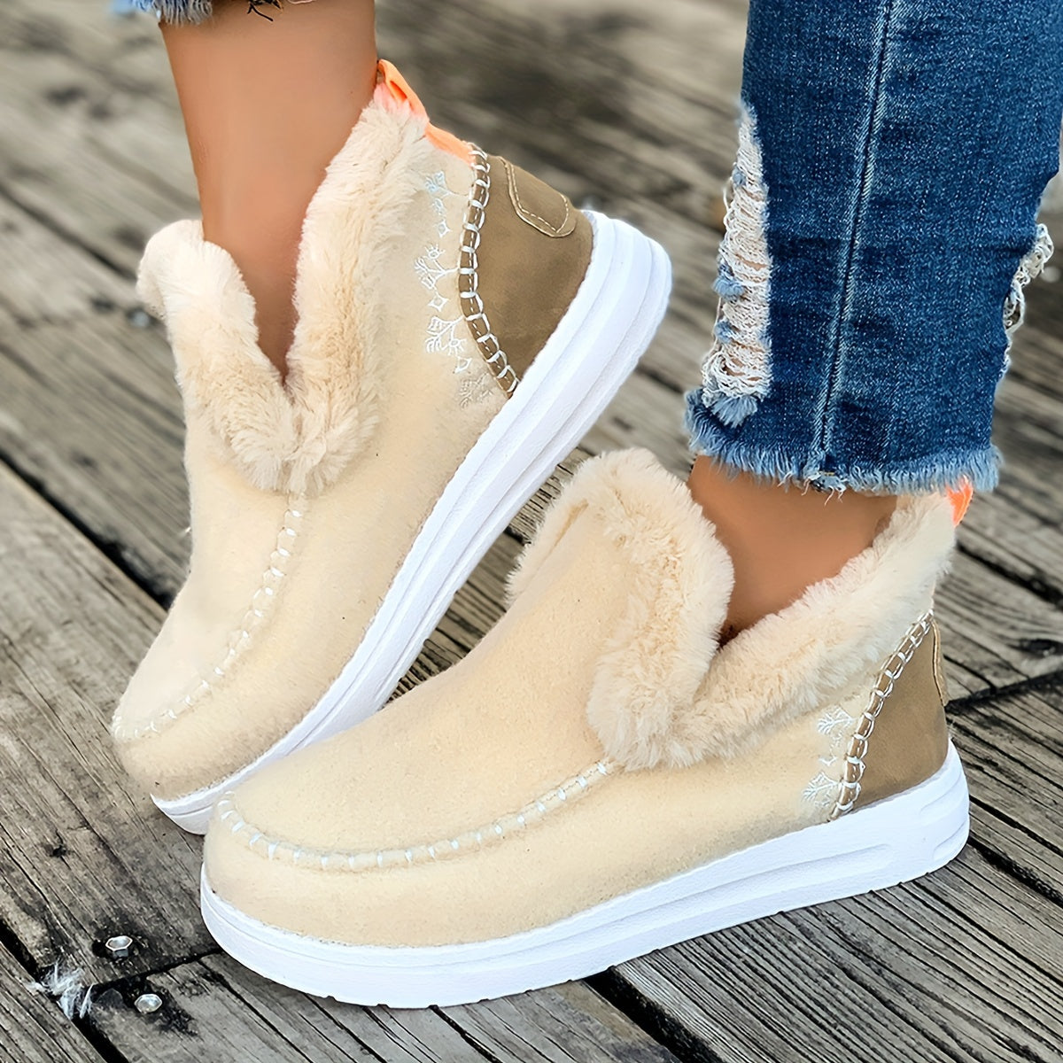 Women's Plush Interior Cozy Winter Slippers with Anti-Slip Sole
