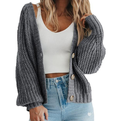 Women's Long Sleeve Cozy Knitted Cardigan | Button-Up Design