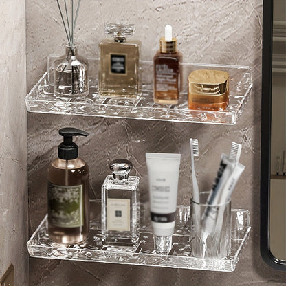 LuxeNook | Wall-Mounted Bathroom Sink Shelf with Hollow Drainage - Plastic Organizer for Bathroom Storage