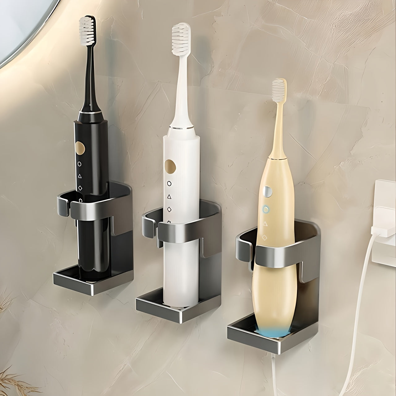 GripRack | Wall-Mounted Electric Toothbrush Holder - Bathroom Organizer for Toothbrush Storage