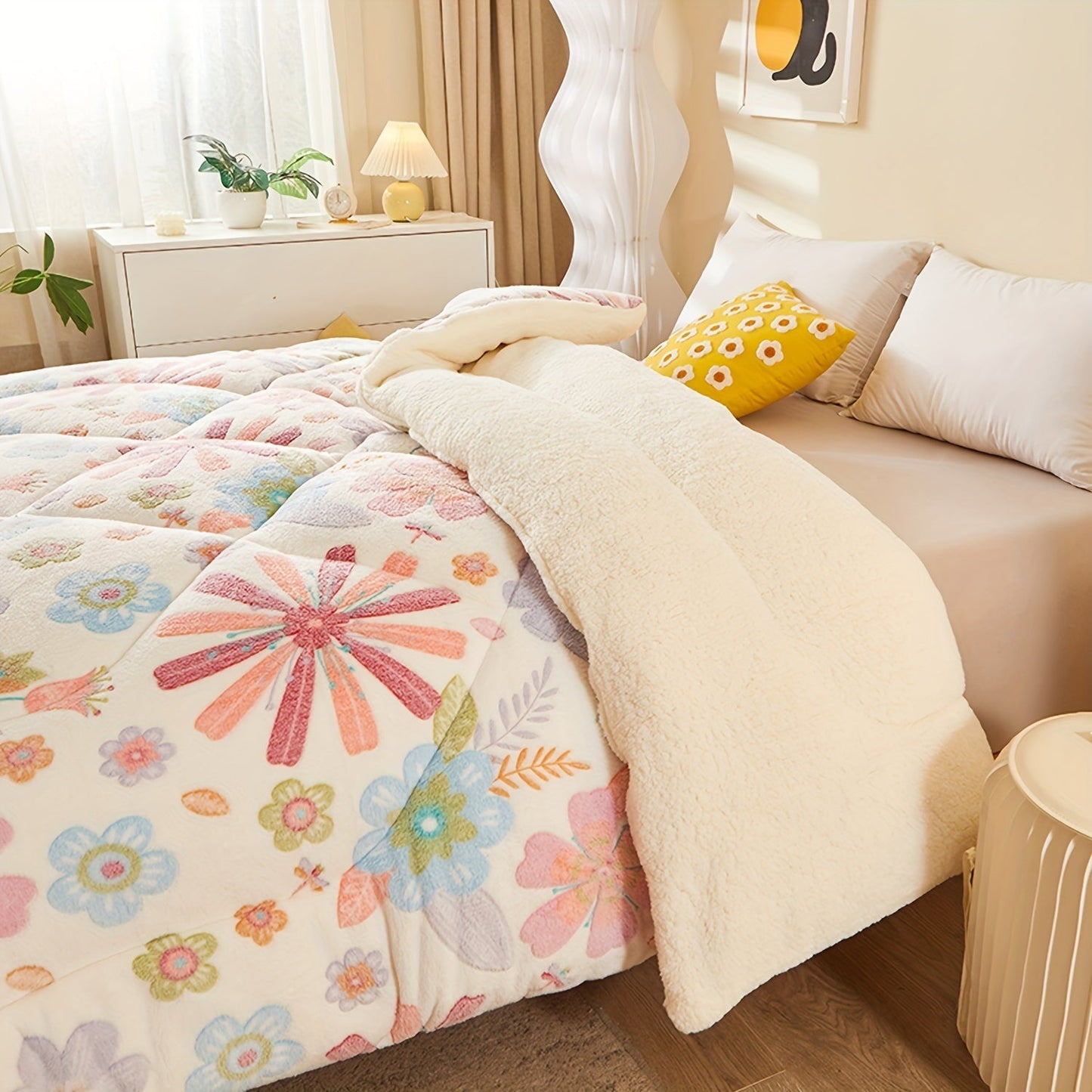 Cozy Floral Print Flannel Duvet for Your Bedroom
