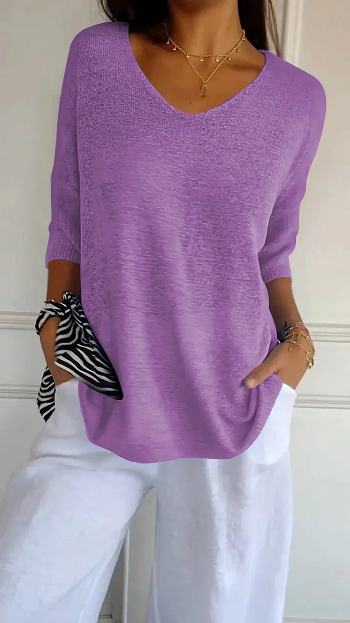 Chiara | Women's Cozy V-Neck Knit Sweater
