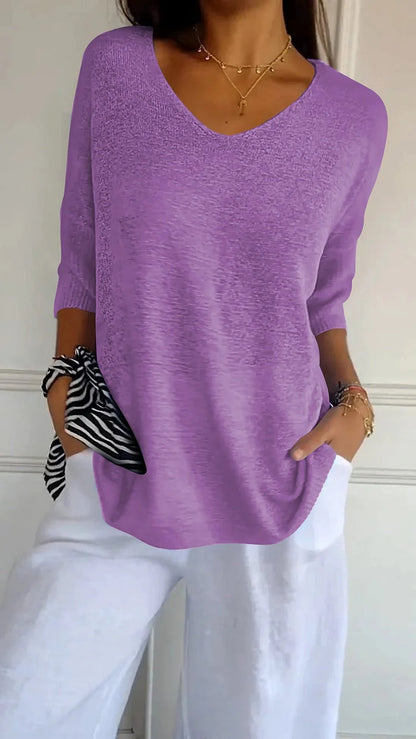 Chiara | Women's Cozy V-Neck Knit Sweater