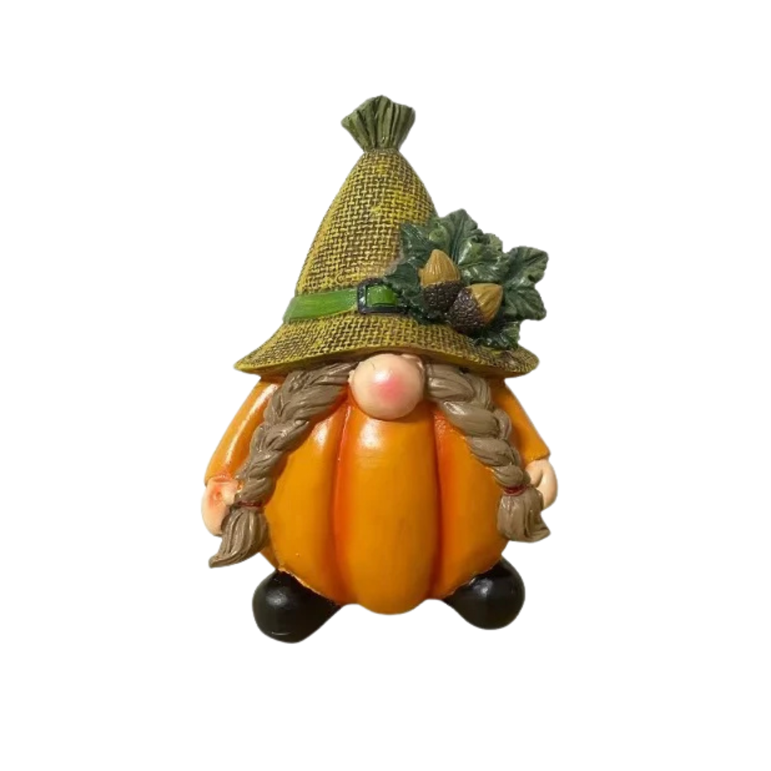 Charming Autumn Gnome Figurine with Pumpkin - Delightful Resin Decor for Home and Garden
