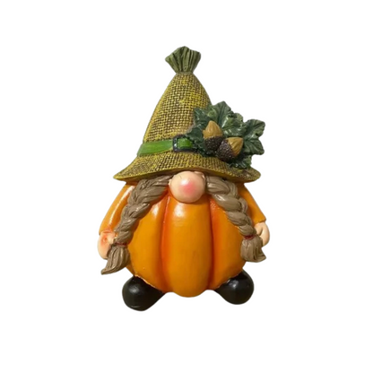 Charming Autumn Gnome Figurine with Pumpkin - Delightful Resin Decor for Home and Garden