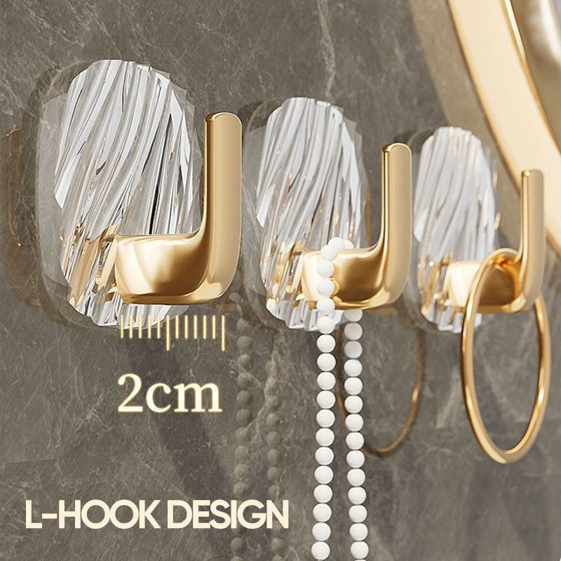 HookElegance | Clear Acrylic No-Drill Wall Hook - Strong Self-Adhesive, Reusable & Waterproof for Bathroom Use