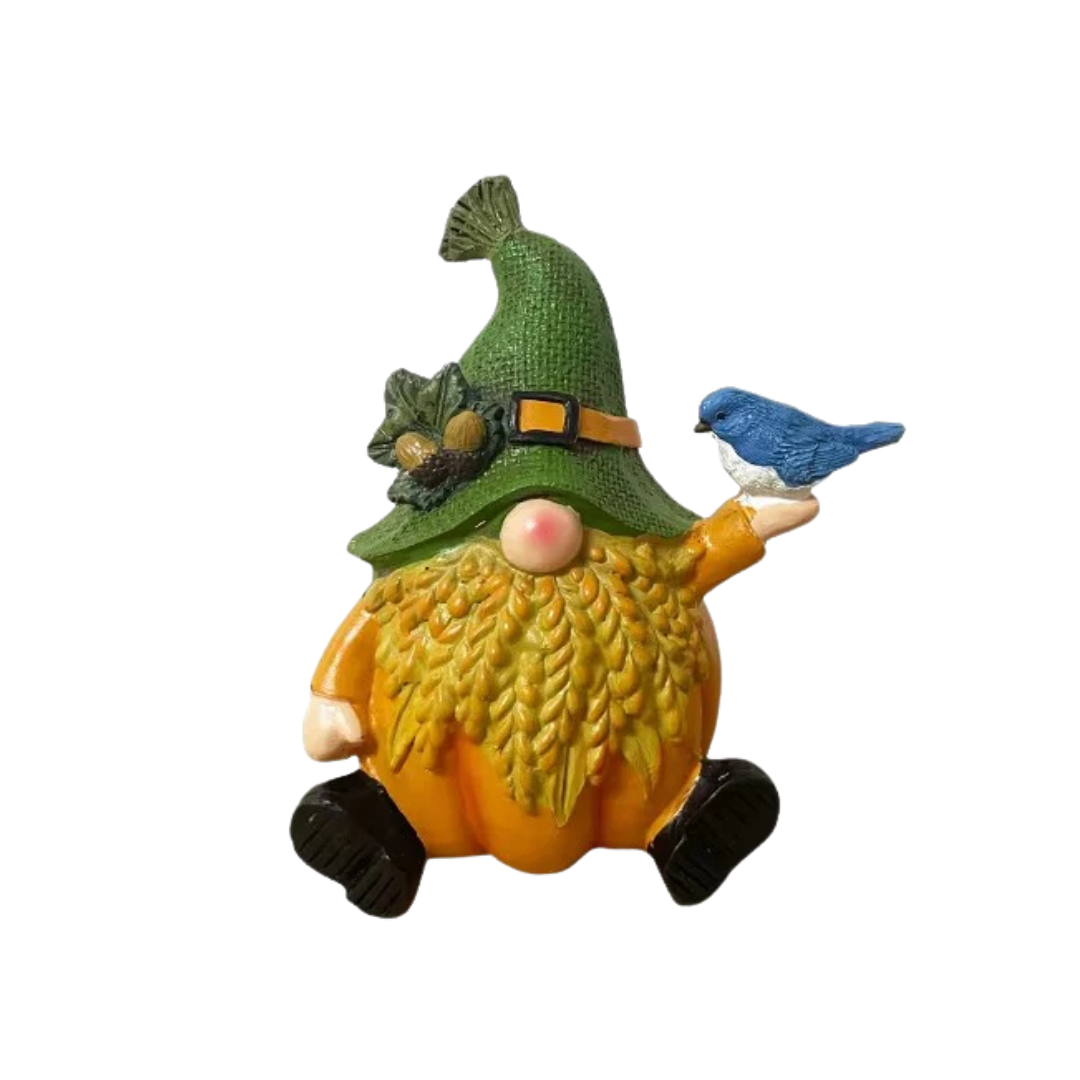 Charming Autumn Gnome Figurine with Pumpkin - Delightful Resin Decor for Home and Garden