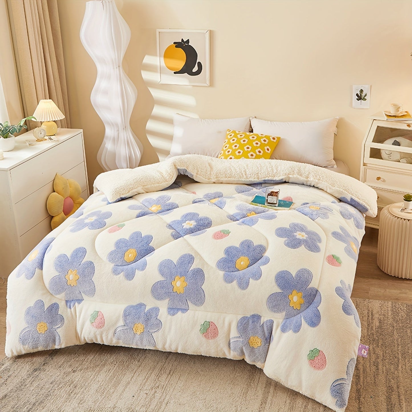 Cozy Floral Print Flannel Duvet for Your Bedroom