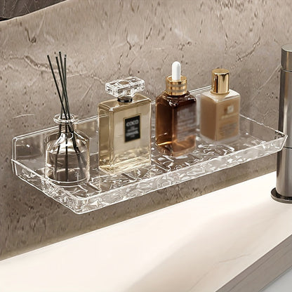 LuxeNook | Wall-Mounted Bathroom Sink Shelf with Hollow Drainage - Plastic Organizer for Bathroom Storage