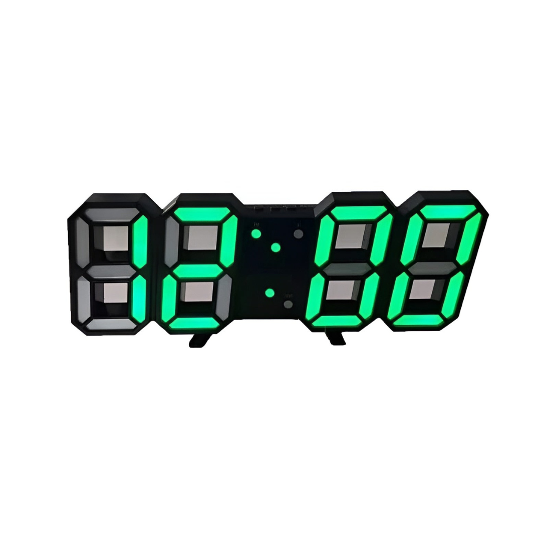 Contemporary 3D LED Wall Clock with Digital Display and User-Friendly Controls