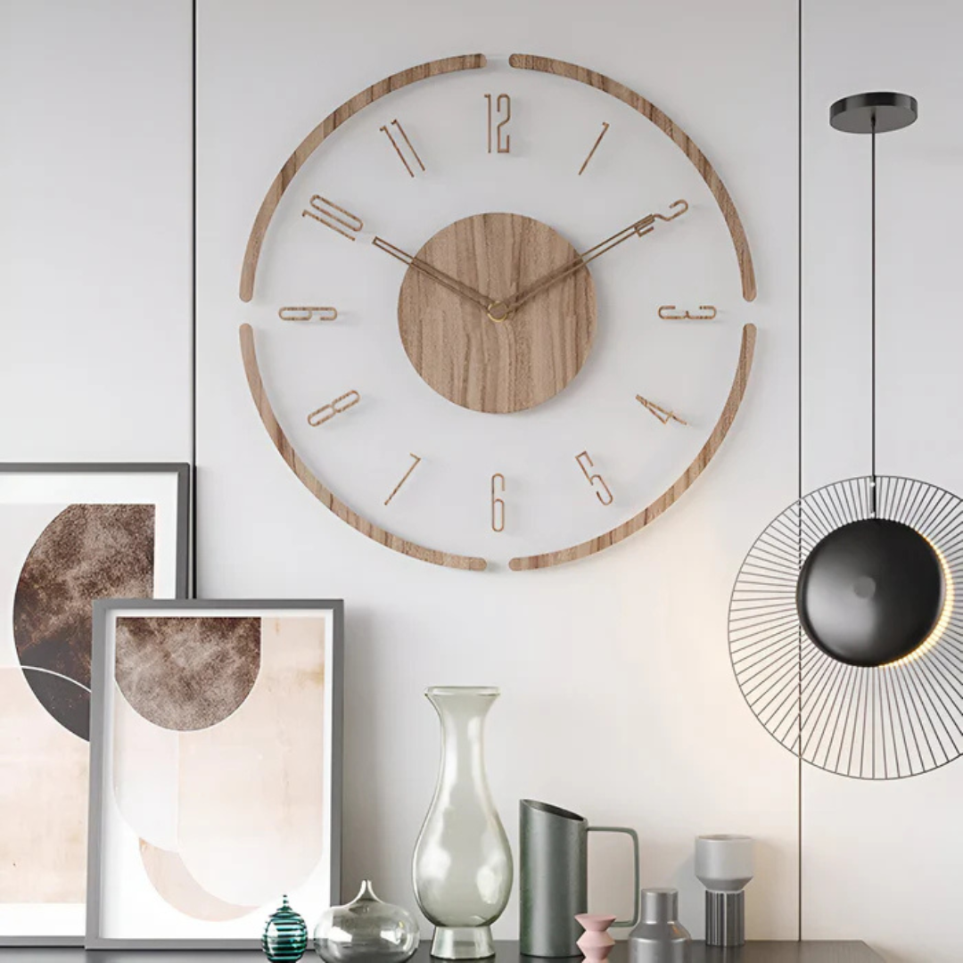 Nock 30 cm Contemporary Wall Clock in Acrylic and Wood for Living Room Decor