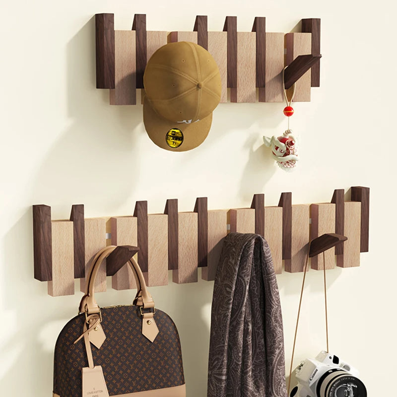 Collapsible Wooden Hanger with Handy Hooks