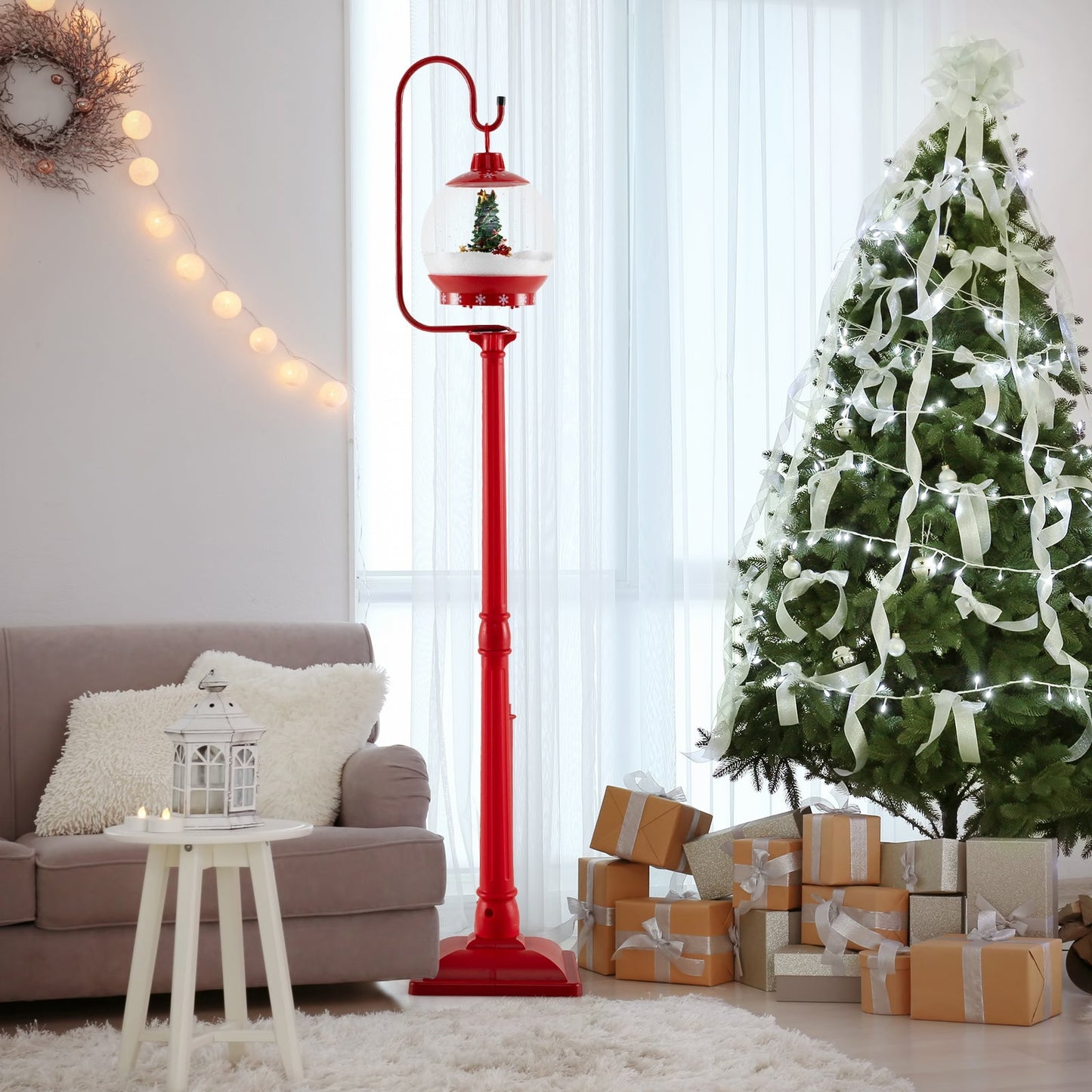 Sound-Activated Snow Globe Christmas Street Lantern