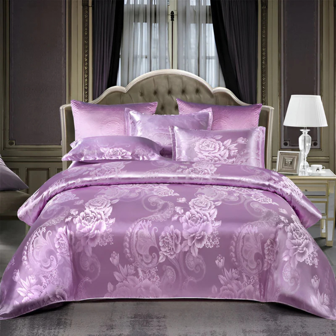 Floral Print Light Satin Duvet Cover