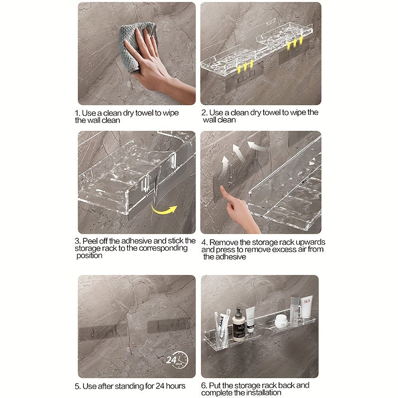 LuxeNook | Wall-Mounted Bathroom Sink Shelf with Hollow Drainage - Plastic Organizer for Bathroom Storage