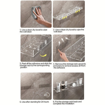 LuxeNook | Wall-Mounted Bathroom Sink Shelf with Hollow Drainage - Plastic Organizer for Bathroom Storage