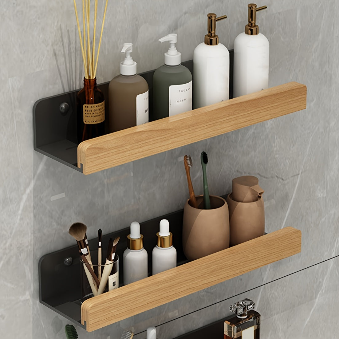 RustiRack | Wall-Mounted Bathroom Storage Rack - Drill-Free Shower Organizer