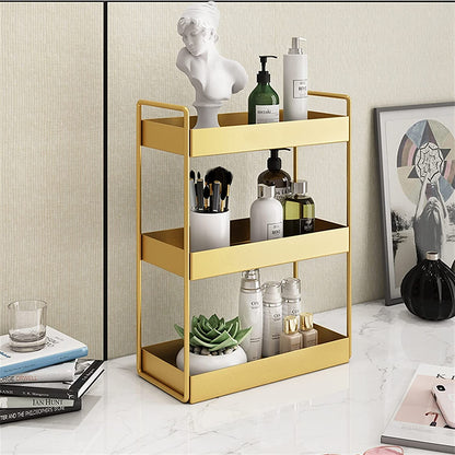 EleganceTray | Premium Gold Metal Storage Tray - Sleek Vanity & Bathroom Organizer