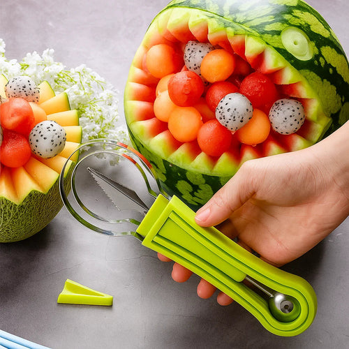 3-in-1 Stainless Steel Fruit Slicer Set – Slice, Scoop, and Hollow