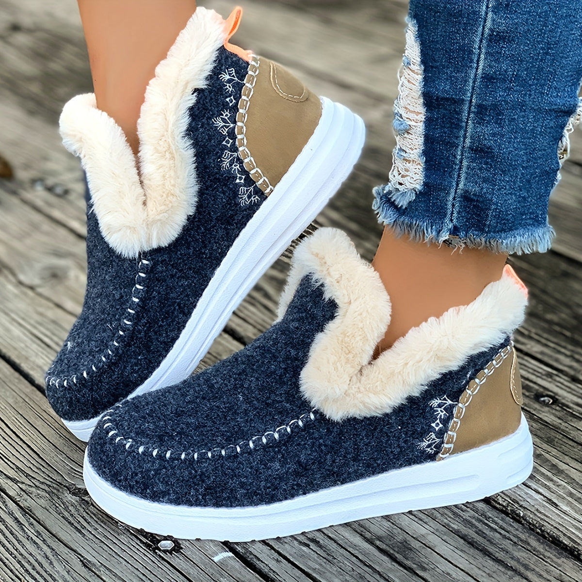 Women's Plush Interior Cozy Winter Slippers with Anti-Slip Sole