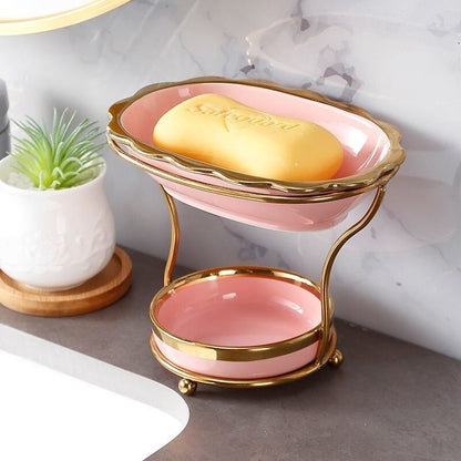 LuxeDish | Sophisticated Ceramic Soap Dish with Elevated Draining Rack for the Bathroom - Premium Soap Holder